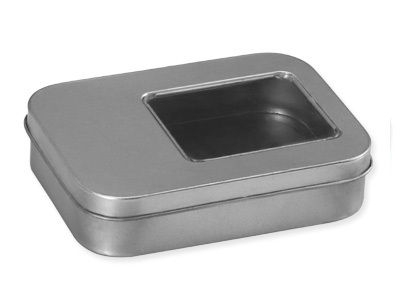 Rectangular Tin Box With Glass