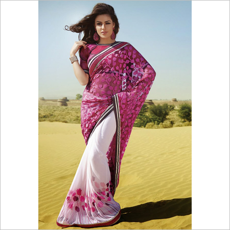 White Pink Sarees