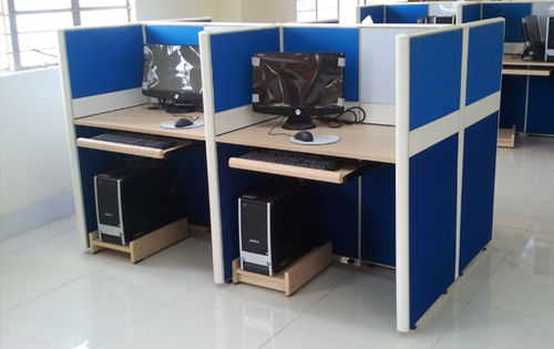 Modular Workstation - Steel & Fabric, Variable Dimensions, Blue | Customizable Layouts, Space Optimization, Cable Management, Easy Assembly