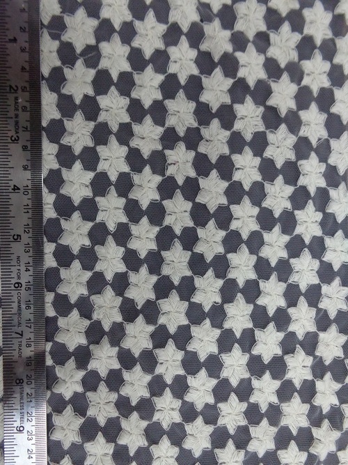 Chikken Embroidered Net - Fabric Thread, Varied Dimensions, Gray | Elegant Design, Soft Texture, Smooth Finish, Colorfast