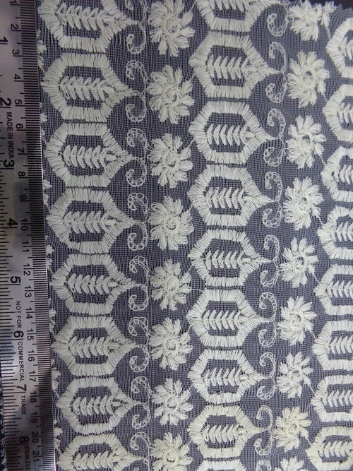 net & chikken all over works - Net & Chiken Fabric, Gray, 44 Inches Wide | Elegant Floral Design, Soft Texture, Durable, Breathable