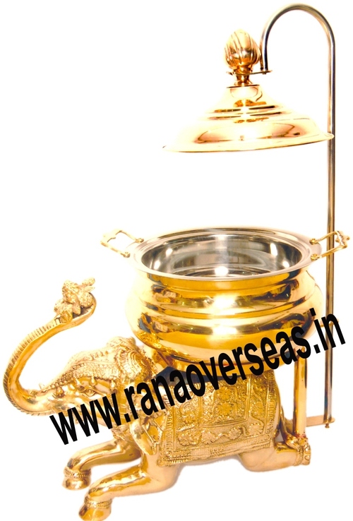 ELEPHANT TRUNK UP WELCOMING BRASS CHAFING DISH