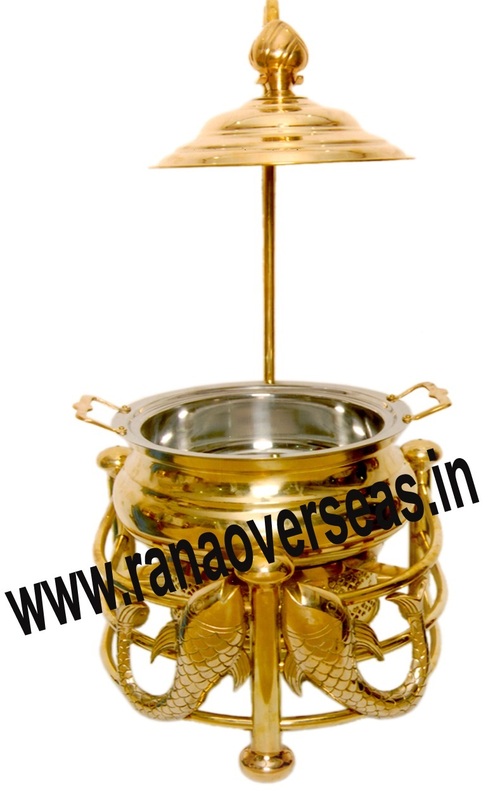 TWIN DOLPHIN BRASS METAL CHAFING DISH