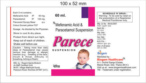 Mefenamic Acid & Paracetamol Suspension