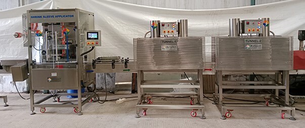 Automatic High Speed Shrink Sleeve Labeling Machine - Stainless Steel 2500L*1200W*2200H mm | 500-600 Bottles Per Minute PLC Control System Low Maintenance