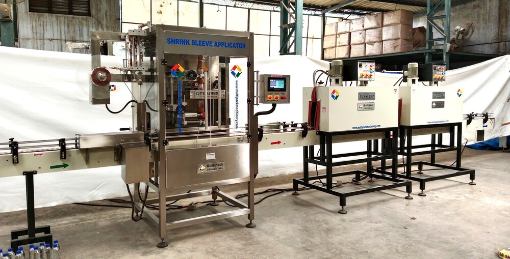 Neck Sleeve Machine - Stainless Steel, 1500L x 1060W x 1800H mm | Fully Automatic, PLC Controlled, Precise Rotary Cutting, 100-150 Bottles/Min