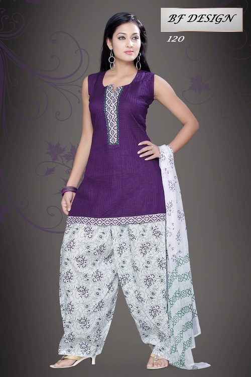 SAKSHI VOL 3 - Cotton, Size 40 & 42, Purple | Sleeveless Top, Embroidered, Block Print, Patiyala Bottom