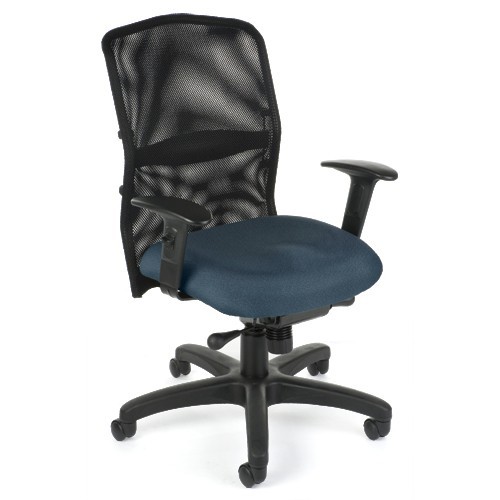 Mesh Chair High Back - Mesh, Steel Frame, Dark Blue, Five Star Base | Adjustable Height, Breathable, Lumbar Support