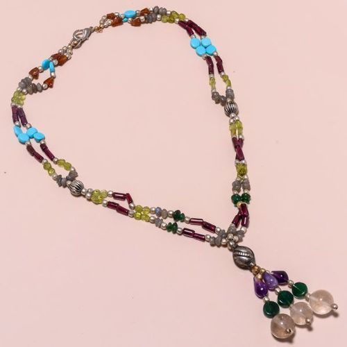 Round 16inch Natural Gemstone Beaded Necklace Ready To Wear # Bn684