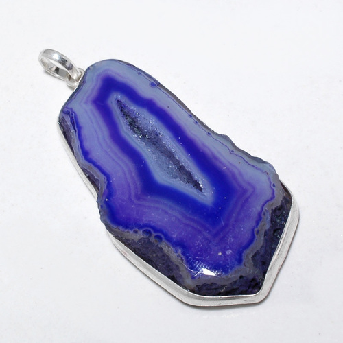 Beautiful Blue Druzy Pendant Ready to Wear 75cts - Sterling Silver, 20-30 Grams | Stunning Blue Gemstone with Elegant Design