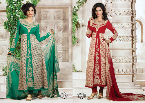 DESIGNER SERISE 2100 - Silk Chiffon, Top 40in, Bottom 42in, Dupatta 2.5m | Embroidered, Elegant Design, Soft Fabric, Comfortable Wear