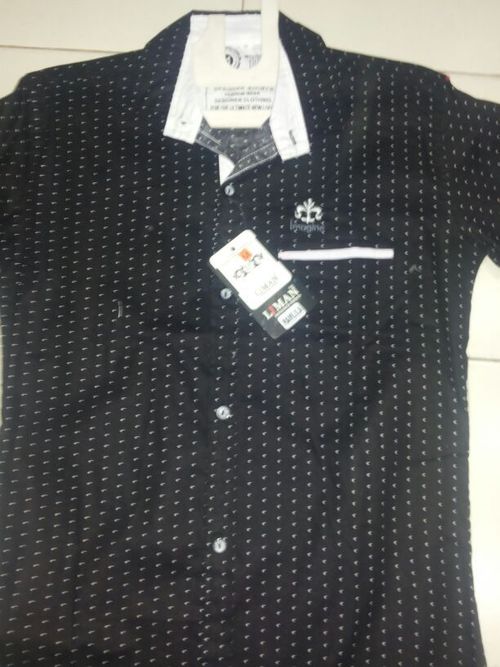 Shirt - Cotton, Small, Black | Button Closure, Collared, Soft Fabric, Stylish Design, Durable, Comfortable Fit, Breathable