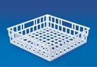 Draining Basket - Polypropylene, 400x400x100 Mm, For Laboratory Use, Repeatedly Autoclavable, Lightweight Design, Wide Net Structure