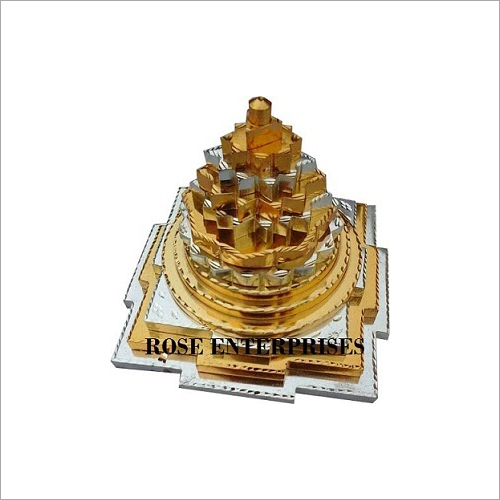 Brass Gold And Silver Plating Meru Shree Yantra Height: 5 Inch (In)