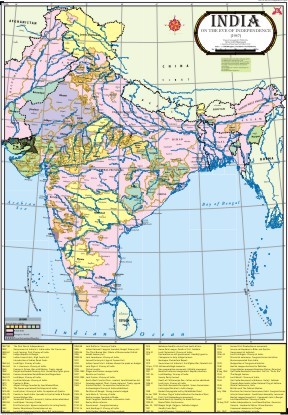 India On The Eve of Independence Map
