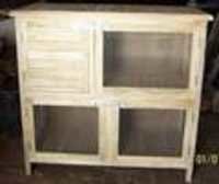 Rabbit Holder Wooden (polished) - Teakwood, Acrylic Sheet Front , Lip Opening Air Window, Push System, Neck Holding Clamp, Secure Enclosure