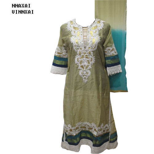 Chiku Gotta Dupatta - Cotton, 54x54 inches, Olive Green | Hand-Stitched Chikankari, Lightweight, Elegant Design