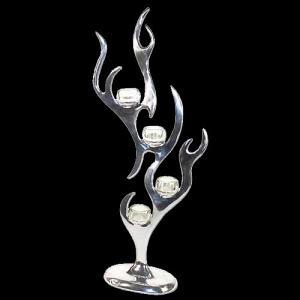 Aluminium Candle Stand - 12 Inch, 3 Holders, Polished Finish | Elegant Design, Space Saving, Durable Material