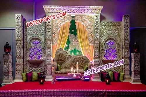 Bollywood Wedding Stylish Stage For Wedding - Wood, Variable Size, Beige | Elegant Design, Easy Assembly, Folding, Durable