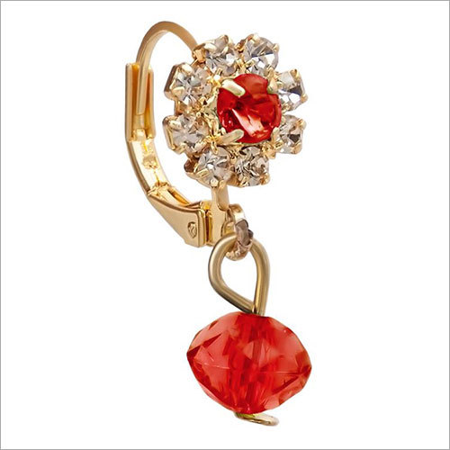 Fancy Imitation Jhumka - Alloy, 2x1 Inches, Red | Elegant Look, Intricate Design, Lightweight, Gold Plated