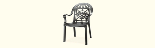 Plastic Chair - Virgin Plastic 610x593x845 mm, Black, Durable Lightweight Stackable Armrest