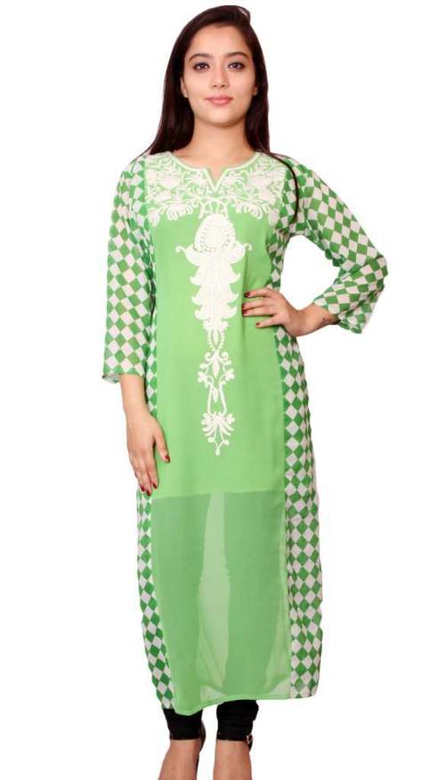 Polyester Georgette Embroidered Kurti
