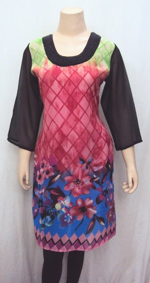 Polyester Georgette Beaded Kurti