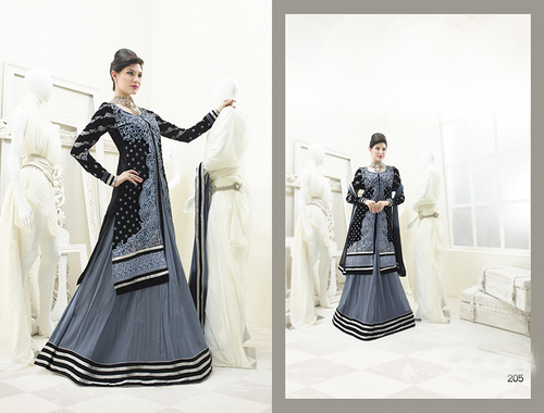 Designer Embroidery Dress Material - Faux Georgette Net, Gray | Elegant Design, Soft Fabric, Stylish Embroidery, Perfect Fit