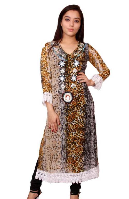 Polyester Georgette Beaded Kurti