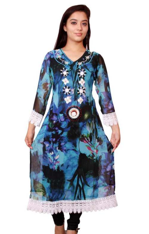 Polyester Georgette Beaded Kurti