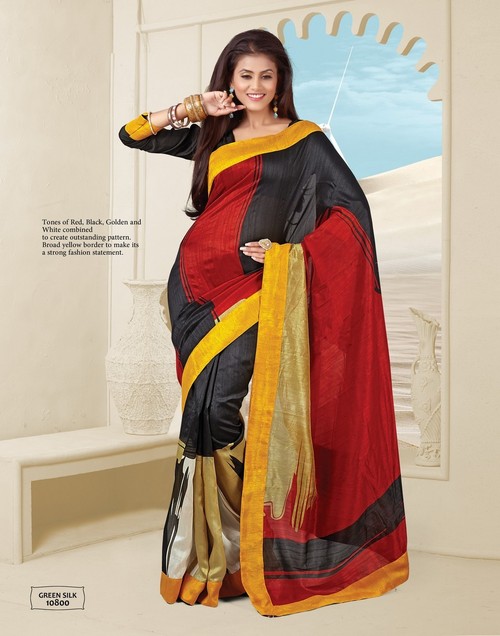 Green silk Designer saree