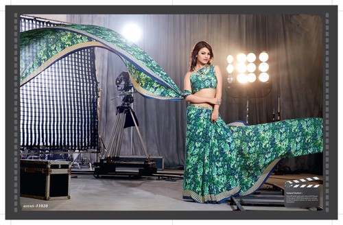 Green silk Multi Designer saree