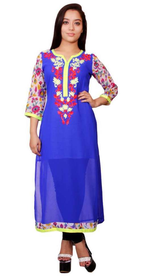 Polyester Georgette Embroidered Kurti