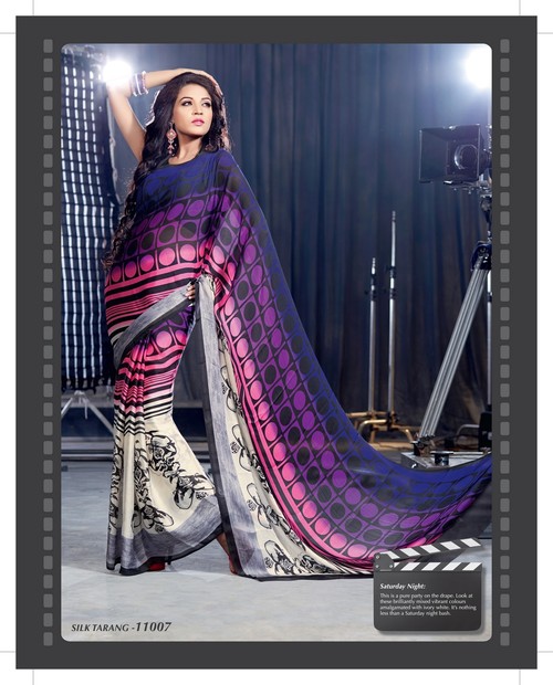 Styloce Multi Color Silk Trading Designer Printed Saree