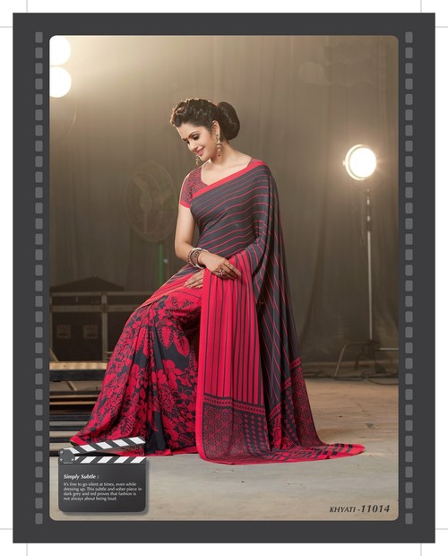 Styloce Multi Color Bacardi SilkDesigner Printed Saree