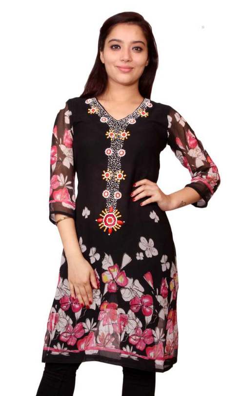 Polyester Georgette Beaded Kurti