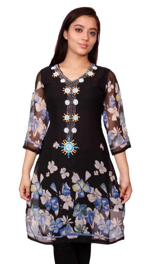 Polyester Georgette Beaded Kurti