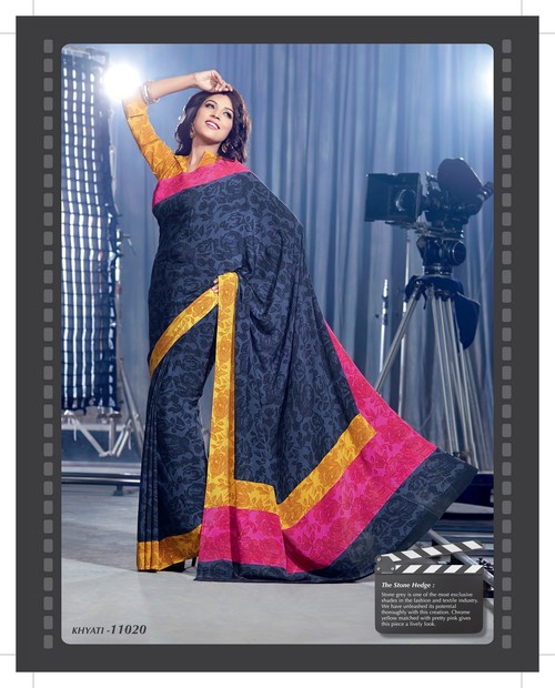 Styloce Multi Color Munner SilkDesigner Printed Saree