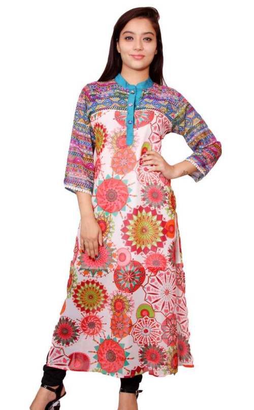 Polyester Georgette Printed Kurti