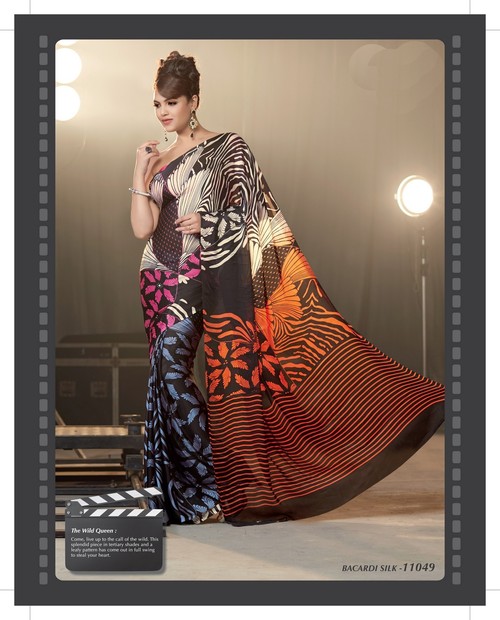 Styloce Multi Color Khayati Designer Printed Saree - Silk, 5.5 Meters Length, 1.1 Meters Width | Elegant Design, Soft Fabric, Vibrant Digital Prints, Unique Style, Perfect Fit