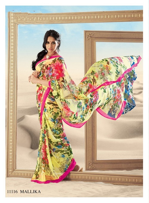 Styloce Multi Color Malika Creap Printed Saree - Creap Fabric, 5.5m Length, Multicolor | Elegant Design, Soft Fabric, Vibrant Prints, Comfortable Wear