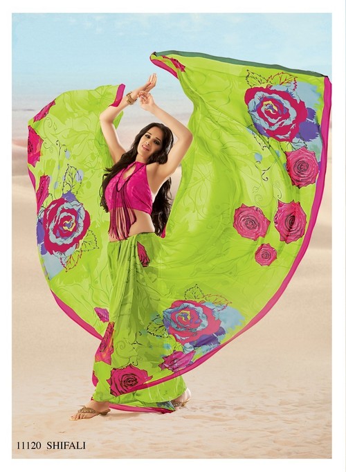 Styloce Multi Color Shifali Creap Designer Printed saree