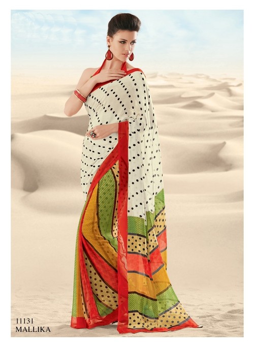 Styloce Multi Color Malika Creap Designer Printed Saree - 5.5 Meters, 1.1 Meters Width, Soft Fabric, Vibrant Colors, Stylish Pattern