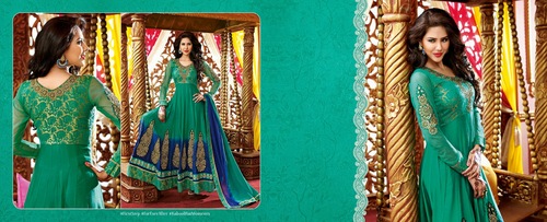 Green Crepe Designer Salwar Kameez