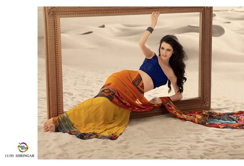 Styloce Multi Color Shringar Creap Designer Printed saree
