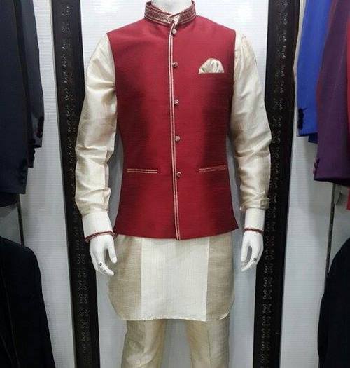 Silk Kurta Pyjama With Waist Coat