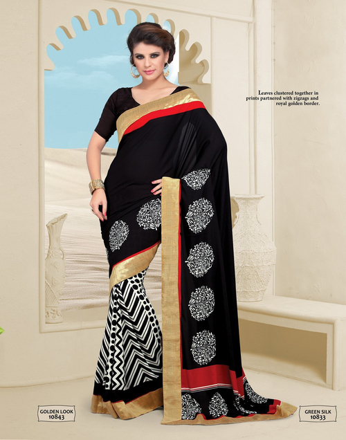 Green Silk Black Saree