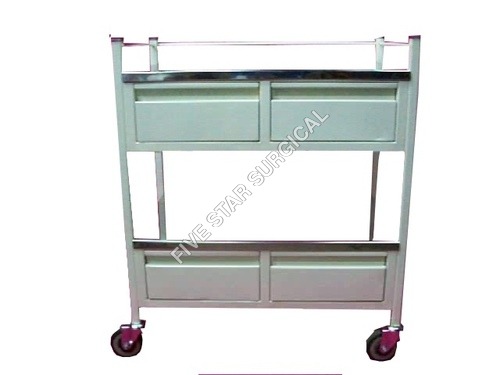 Medicine Trolley SS Top (four drawer)