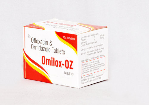 Ofloxacin 200mg + Ornidazole 500mg tablets