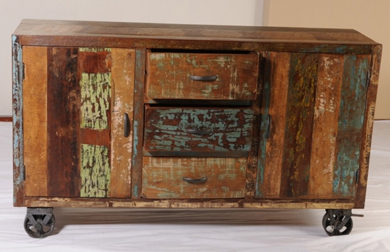Reclaimed Wooden Industrial Side Board